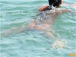 large bosoms unexperienced Beach mummies - spycam Beach video